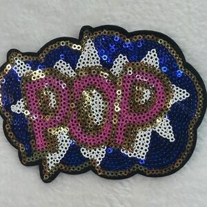 POP Sequin Patch  Multi-Color Comic Art Style Retro Y2K 90s style